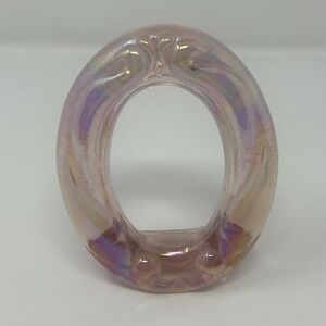 Vintage Rare Fenton Art Glass Pink Iridescent Oval Picture Frame Paper Sticker